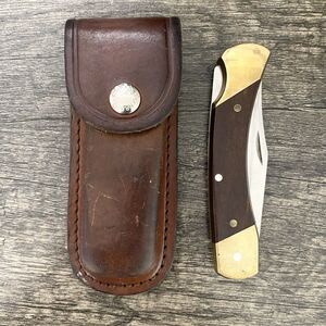 Vintage Uncle Henry Knife LB7 Schrade Bear Paw Folding With Leather Sheath